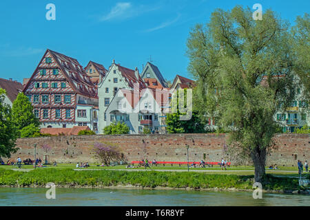 Blick über die Donau nach Ulm Stockfoto