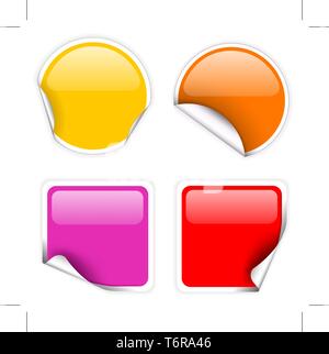 Satz frischer glasigen Labels (Quadrat und Kreis) Stock Vektor