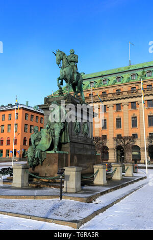 Reiterstandbild von Gustolf II Adolf, Gustav Adolf Platz, die Stadt Stockholm, Schweden, Europa Stockfoto