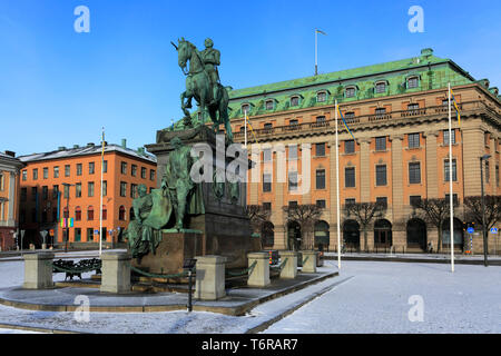 Reiterstandbild von Gustolf II Adolf, Gustav Adolf Platz, die Stadt Stockholm, Schweden, Europa Stockfoto