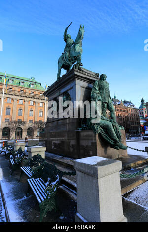 Reiterstandbild von Gustolf II Adolf, Gustav Adolf Platz, die Stadt Stockholm, Schweden, Europa Stockfoto