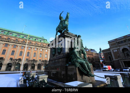 Reiterstandbild von Gustolf II Adolf, Gustav Adolf Platz, die Stadt Stockholm, Schweden, Europa Stockfoto