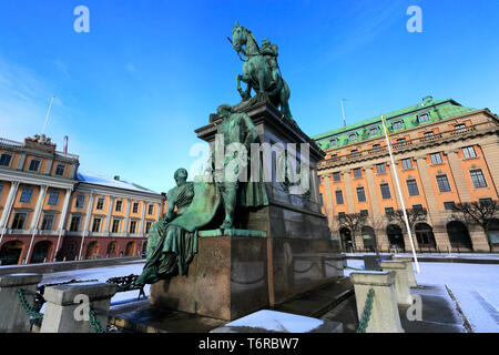 Reiterstandbild von Gustolf II Adolf, Gustav Adolf Platz, die Stadt Stockholm, Schweden, Europa Stockfoto