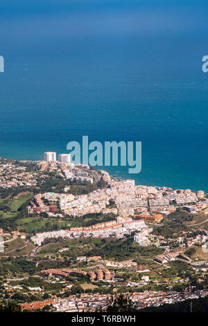Benalmadena Spanien. Luftaufnahme von Benalmadena Costa, Andalusien, Spanien. Stockfoto