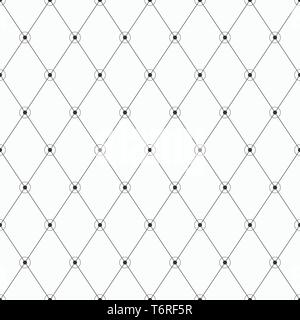 Vektor monochrome nahtlose Muster. Geometrische Hintergrund mit Rauten. Punkte mit Linien verbunden. Kreise an den Ecken von Formen. Stock Vektor