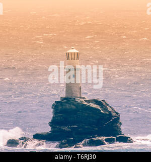 Leuchtturm Tourlitis auf Andros in Griechenland. Stockfoto