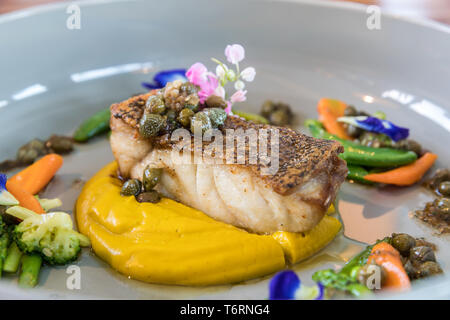 Gegrillte Zackenbarsch Filet Steak Stockfoto