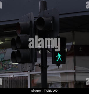 Fußgängerüberweg Licht, Grün zu Fuß Mann in Melbourne, Australien Stockfoto