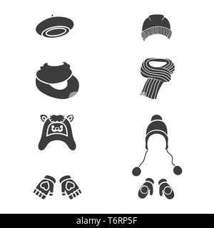 Barett, Hut, Mütze, Rot, Blau, Handschuhe, Handschuh, Schal, Kinder, Wolle, Rosa, Orange, pompom, Ornament, Ski, Grün, fröhlich, aus Gewirken, Bekleidung, Hand, Kopf, Kappe, Outfit, Stoff, Wetter, headwear, Mode, Winter, Kälte, Shopping, warm, Kleidung, Textur, Set, Vector, Icon, Illustration, isoliert, Sammlung, Design, Element, Grafik, Zeichen, Schwarz, einfache, Vektor, Vektoren, Stock Vektor