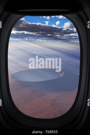 Fenster mit Blick auf fremden Landschaft. Stockfoto