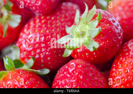 Frische reife perfekte Erdbeere - essen Rahmenhintergrund Stockfoto