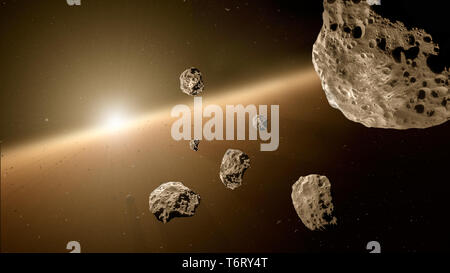 Meteoriten Stücke nach Explosion mit Starlight Deep space Bild, Science Fiction Fantasy ideal für Tapeten und Drucken. Elemente dieses Bild und Stockfoto