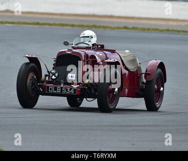 Robert Blakemore, Aston Martin Geschwindigkeit Modell, Fuchs und Nicholl Trophy, VSCC, Formel Vintage, Silverstone, Northamptonshire, England, April 2019, ci Stockfoto