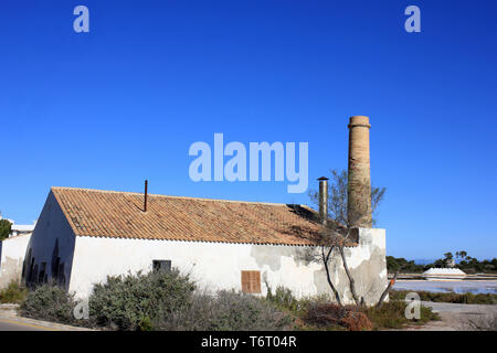 Salz arbeitet bei Salinas de s'Avall, Colonia Sant Jordi, Mallorca Stockfoto