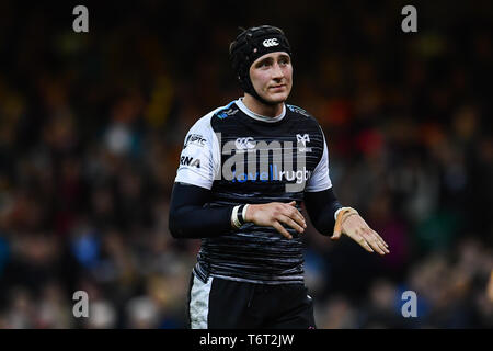 27.April 2019, Fürstentum, das Stadion, Cardiff, Wales; Guinness pro 14, Runden 21, Cardiff Blues Vs Fischadler; Sam Davies von Fischadler Credit: Craig Thomas/News Bilder Stockfoto