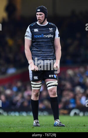 27.April 2019, Fürstentum, das Stadion, Cardiff, Wales; Guinness pro 14, Runden 21, Cardiff Blues Vs Fischadler; Adam Bart der Fischadler Credit: Craig Thomas/News Bilder Stockfoto