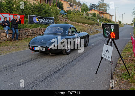 MARCHAMPT, Frankreich, 1. Mai 2019: Tour de France Automobile, 1899 geboren, war eine einzigartige Veranstaltung, mit einem Mix aus Open road, klassische Rennstrecke und bergauf. Stockfoto