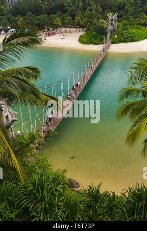 Hängebrücke auf Palawan in Sentosa Singapur Stockfoto