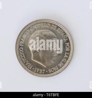 Spanien Münze 5 Pesetas 1957 Stockfoto