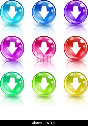 Set aus bunten Icons mit Pfeile auf weißem Hintergrund. Stock Vektor