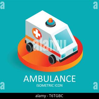 Schnell Krankenwagen Symbol. Isometrische Darstellung von schnellen Rettungswagen Symbol für Web Stock Vektor