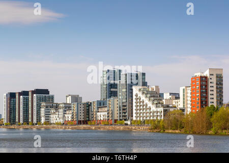 Skyline von Partick Gehäuse mit Blick auf den Fluss Clyde, Glasgow, Schottland, Großbritannien Stockfoto