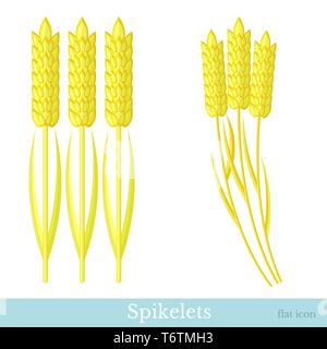 Flache Symbol Ohr von Weizen auf Weiß Stock Vektor