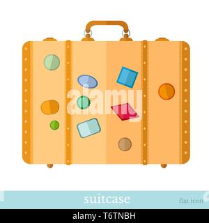 Koffer flachbild Symbol auf weißem Stock Vektor