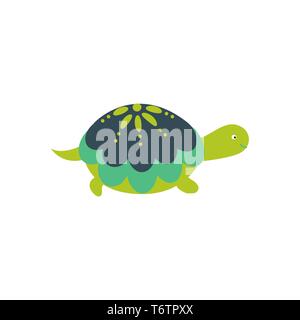 Grüne Schildkröte cute cartoon Charakter isoliert Vektor. Stock Vektor