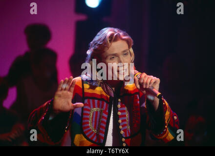 Andreas Bieber, deutscher Wis und Musicaldarsteller des Musicals "Joseph und das erstaunliche Technicolor Dreamcoat', Deutschland 1997. Deutsche Schauspieler und Musical Sänger Andreas Bieber, Deutschland 1997. Stockfoto