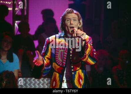 Andreas Bieber, deutscher Wis und Musicaldarsteller des Musicals "Joseph und das erstaunliche Technicolor Dreamcoat', Deutschland 1997. Deutsche Schauspieler und Musical Sänger Andreas Bieber, Deutschland 1997. Stockfoto