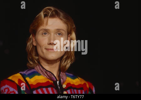 Andreas Bieber, deutscher Wis und Musicaldarsteller des Musicals "Joseph und das erstaunliche Technicolor Dreamcoat', Deutschland 1997. Deutsche Schauspieler und Musical Sänger Andreas Bieber, Deutschland 1997. Stockfoto