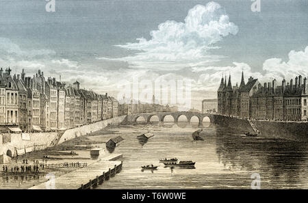 Pont au Change, Paris, antiken Stahl Gravierte drucken, 1831 Stockfoto