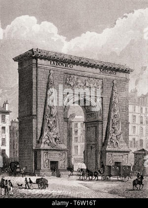 Der Porte Saint-Denis, Paris, antiken Stahl Gravierte drucken, 1831 Stockfoto