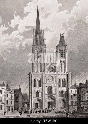 Die Basilika von Saint-Denis, Paris, antiken Stahl Gravierte drucken, 1831 Stockfoto