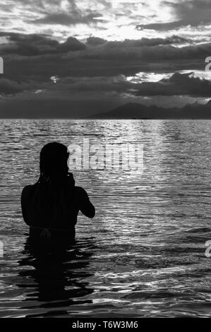 Silhouette in Tahiti Stockfoto