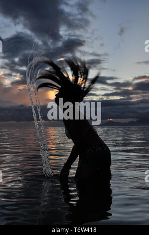 Silhouette in Tahiti Stockfoto