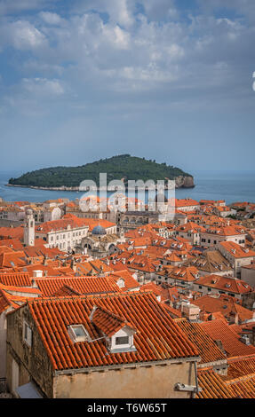 Die Dächer der alten Häuser in Dubrovnik Stockfoto