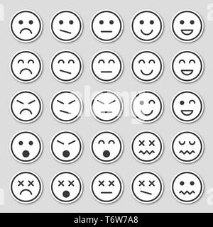 Einfache emotion Icons. Emotion Aufkleber im flachen Stil auf grauem Hintergrund. Stock Vektor