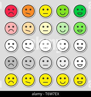 Feedback Konzept Design, Emotionen Skala zu bewerten. Einfache und Flachbild feedback Aufkleber. Stock Vektor