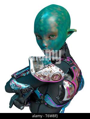 Dies ist eine Dame alien Mode Astronaut. Dieses Mädchen wird etwas Spaß in ihre Kreationen setzen Stockfoto