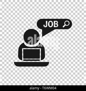 Suche Stellenausschreibung Symbol in transparenten Stil. Laptop Karriere Vector Illustration auf isolierte Hintergrund. Finden Vakanz Geschäftskonzept. Stock Vektor