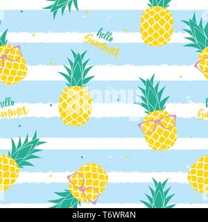 Tropische Früchte Ananas nahtlose Muster Hintergrund Design. Vector Illustration Stock Vektor