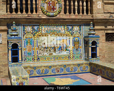 Barcelona Alkoven, Plaza de Espana, María Luisa Park, Sevilla, Spanien Stockfoto