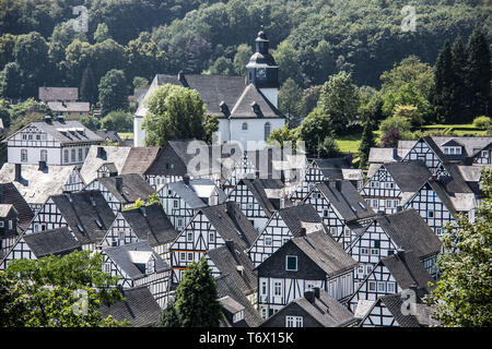 Fachwerkhäuser in der Altstadt von Freudenberg Stockfoto