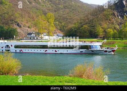 A-Rosa Flora River Cruise Schiff auf Mosel bei Muden, Deutschland. Stockfoto