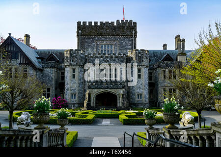 Hatley Castle, Hatley Park, Hemlocktannen, Britisch-Kolumbien (Victoria), Kanada Stockfoto