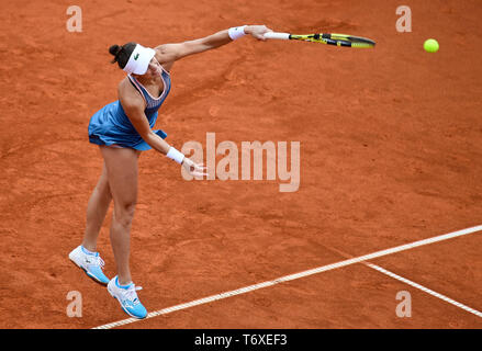 Prag, Tschechische Republik. 03 Mai, 2019. Tennis Player Bernarda Pera (USA) Während im Halbfinale gegen Karolina Muchova (Tschechisch) innerhalb der J&T Banka Prag offen zu sehen ist, am 3. Mai 2019, in Prag, Tschechische Republik. Credit: Roman Vondrous/CTK Photo/Alamy leben Nachrichten Stockfoto