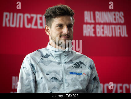 Prag, Tschechische Republik. 03 Mai, 2019. Athlet Jiri Homolac (Tschechisch) eine Pressekonferenz besucht vor der Volkswagen Prague Marathon 2019, am 3. Mai 2019, in Prag, Tschechische Republik. Credit: Katerina Sulova/CTK Photo/Alamy leben Nachrichten Stockfoto