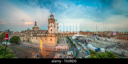 Zocalo Quadrat und Kathedrale von Mexiko-Stadt Stockfoto